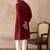 Mens maroon rayon embroidered solid straight kurta