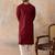 Mens maroon rayon embroidered solid straight kurta