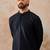 Mens blue rayon embroidered solid straight kurta
