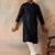 Mens blue rayon embroidered solid straight kurta