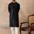 Mens black rayon embroidered solid straight kurta