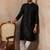 Mens black rayon embroidered solid straight kurta