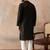 Mens black rayon embroidered solid straight kurta
