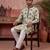 Mens silk blend embroidered solid green kurta