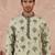 Mens silk blend embroidered solid green kurta