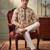 Mens silk blend embroidered solid cream kurta with trousers