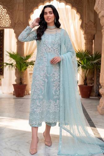 Womens new soft net with heavy embroiedery with sequence work  kurta set