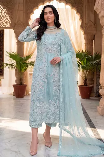 Womens new soft net with heavy embroiedery with sequence work  kurta set