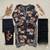 navy blue crepe printed kurta set with thread embroidery