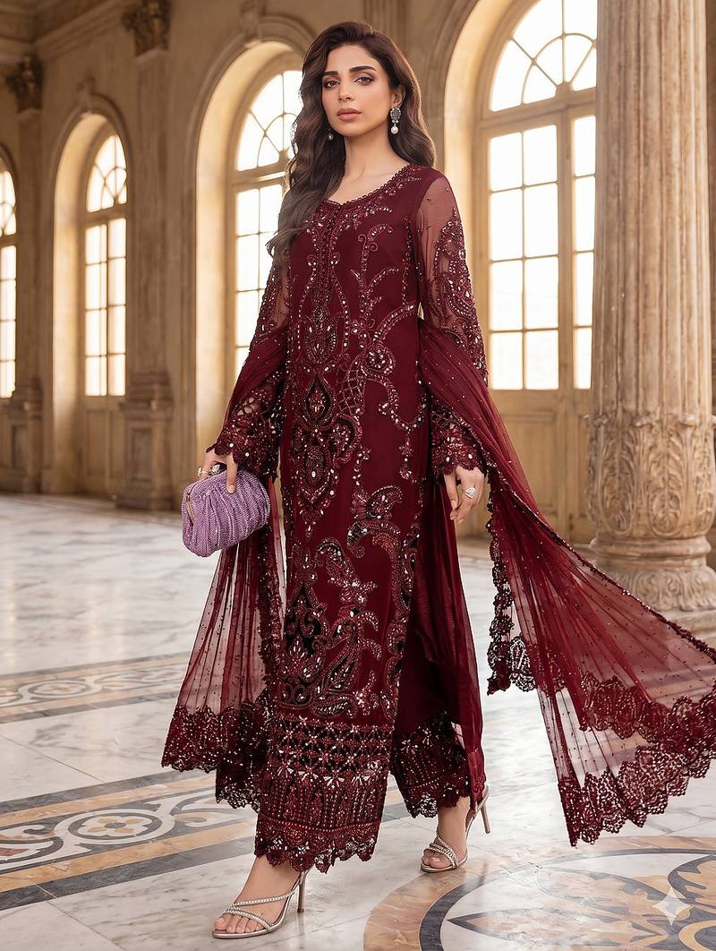 Womens new georgette silk with heavy embroiedery with  sequence work  kurta set