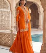 Womens silk with heavy embroiedery with sequence work kurta set