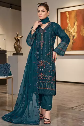 Womens new net with heavy embroiedery  with sequence work kurta set