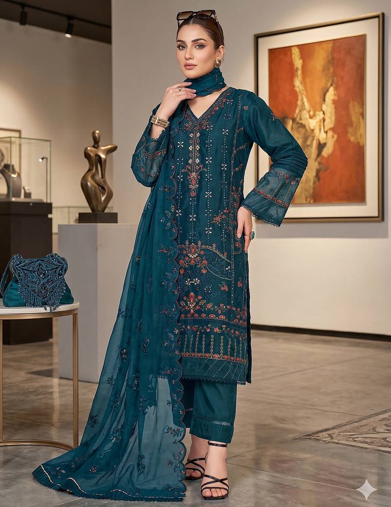 Womens new net with heavy embroiedery  with sequence work kurta set