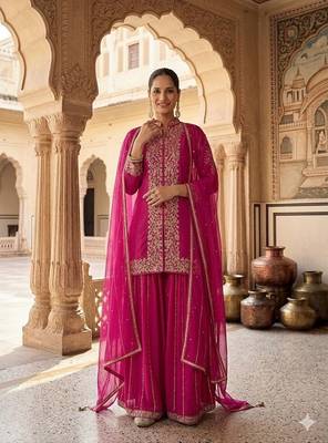 Womens silk with heavy embroiedery with sequence work kurta set 1