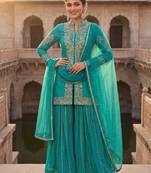 Womens silk with heavy embroiedery with sequence work kurta set