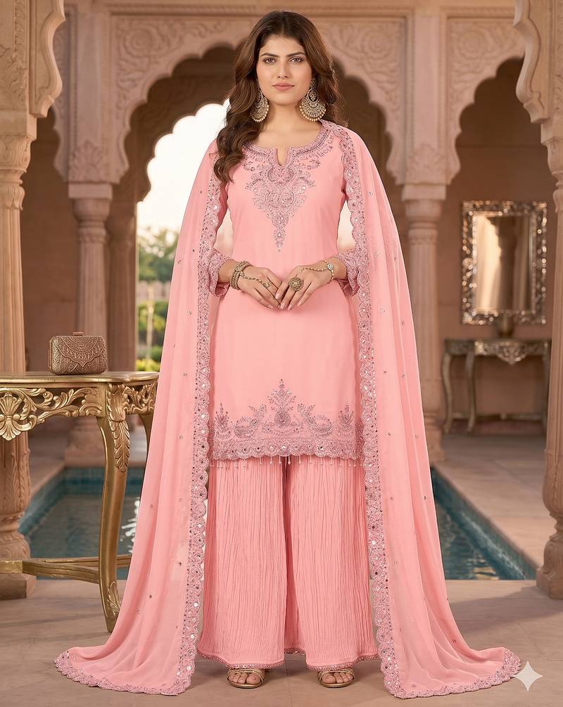Womens new georgette silk with heavy embroiedery with sequence work kurta set