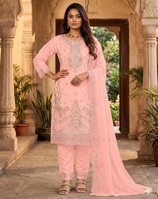 Womens silk with heavy embroiedery with sequence work kurta set 1