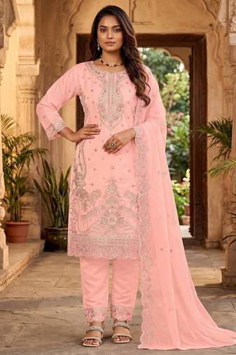 Womens new trendy silk with heavy embroiedery with sequence work kurta set