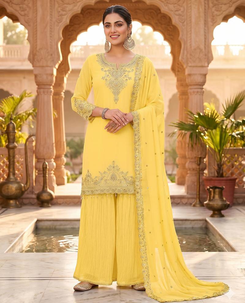 Womens new georgette silk with heavy embroiedery with sequence work kurta set