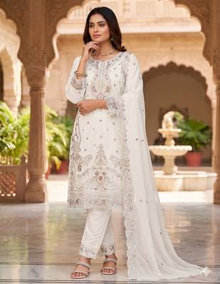 Womens silk with heavy embroiedery with sequence work kurta set 1
