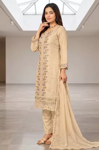 Womens new trendy silk with heavy embroiedery with sequence work kurta set