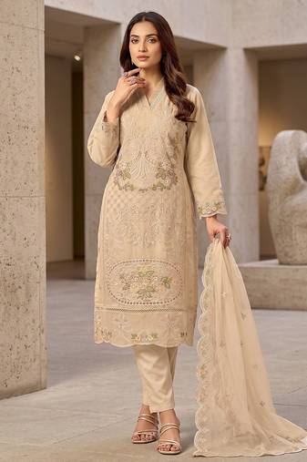 Womens new trendy silk with heavy embroiedery with sequence work kurta set