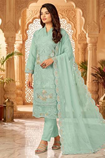 Womens new trendy silk with heavy embroiedery with sequence work kurta set