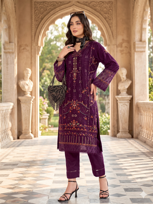 Womens new net with heavy embroiedery with sequence work kurta set 2