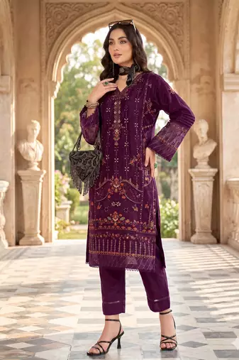 Womens new net with heavy embroiedery with sequence work kurta set
