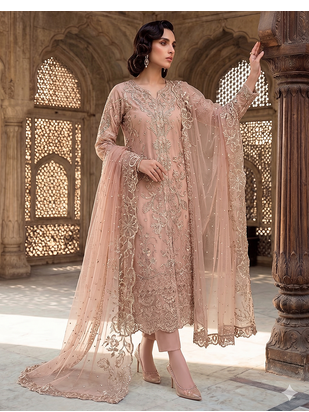 Womens net with heavy embroiedery with sequence work kurta set 2