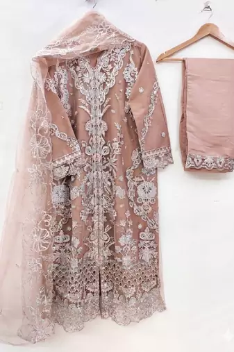 Womens net with heavy embroiedery with sequence work kurta set