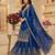 Royal blue embroidered sharara suit