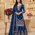 Royal blue embroidered sharara suit
