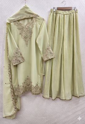 Womens georgette silk with heavy embroiedery with sequence work kurta set 3