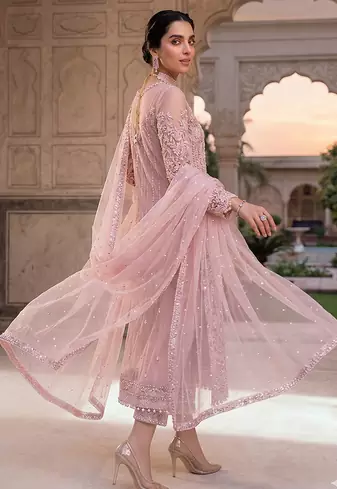 Womens new soft net with heavy embroiedery with sequence work kurta set