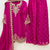Womens new stylish silk embroidered sharara suit with golden zari work and lace border dupatta