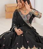 Black Color Dori With Thread & Sequence Work Lehenga Choli Set