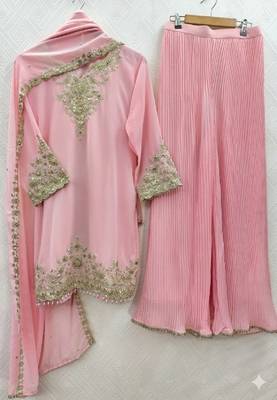 Womens new georgette silk with heavy embroiedery with sequence work kurta set 3