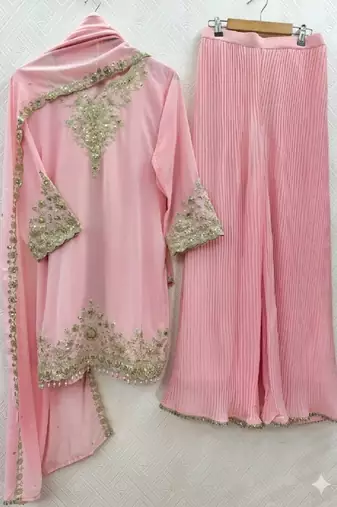 Womens new georgette silk with heavy embroiedery with sequence work kurta set