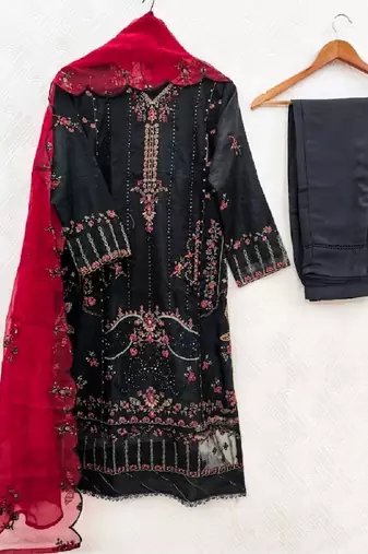 Womens net with heavy embroiedery with sequence work kurta set