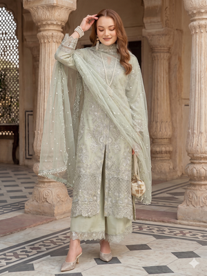 Womens new net with heavy embroiedery with sequence work kurta set 2