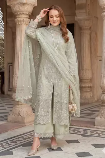 Womens new net with heavy embroiedery with sequence work kurta set