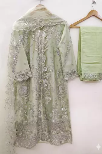 Womens new net with heavy embroiedery with sequence work kurta set