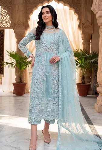 Womens new soft net with heavy embroiedery with sequence work kurta set