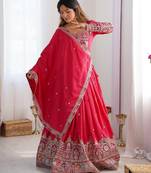 Rani Pink Color Dori With Thread & Sequence Work Lehenga Choli Set