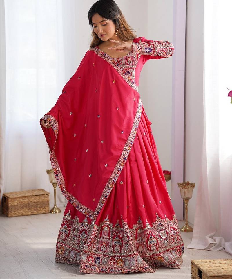 Rani Pink Color Dori With Thread & Sequence Work Lehenga Choli Set