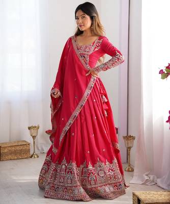 Rani Pink Color Dori With Thread & Sequence Work Lehenga Choli Set 2