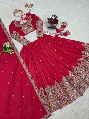 Rani Pink Color Dori With Thread & Sequence Work Lehenga Choli Set 5