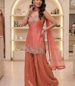Peach sharara set