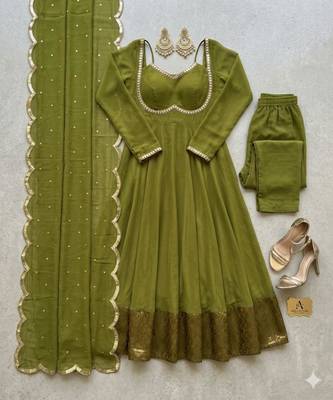 Olive anarkali set 5